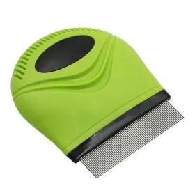 Pet Life 'Grazer' Handheld Travel Grooming Cat And Dog Flea And Tick Comb (Color: Green)